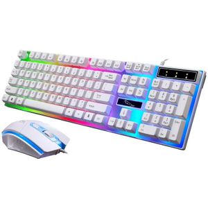 KOOYUTA Pro Toetsenbord Muis Kit Kleurrijke LED Backlight Gaming Toetsenbord + Optische Ergonomische USB Muis voor PS4/PS3 /Xbox Een