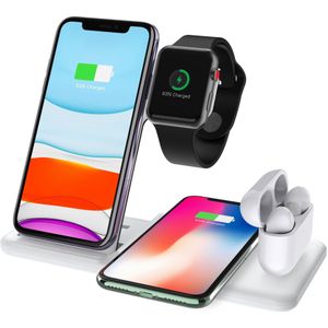 Dcae 4 In 1 Wireless Charging Stand Voor Apple Horloge 5 4 3 2 Airpods Pro 15W Qi Snelle dock Station Charger Voor Iphone 11 X Xs Xr 8