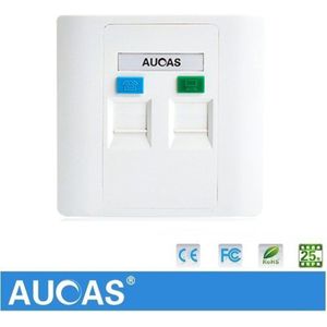 Aucus 4 Stks/partij 2 Poort Keystone Muurplaat Faceplate Rj45 Rj11 Modulaire Voorplaat Socket Rj45 Stopcontact Paneel Wit pc 86Cm