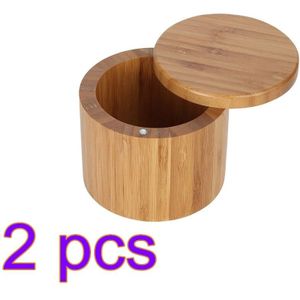 Opbergdozen Zout Doos Houten Bamboe Opbergdoos Met Magnetische Swivel Deksel Container Voor Keuken Opslag Containers Zout Doos