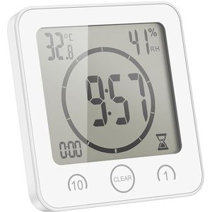 Touch Control Thermometer Hygrometer Waterdichte Kok Timer met Alarm LCD Digitale Badkamer Klok