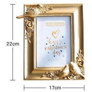 Luxe Reliëf Fotolijsten Gold Familie Foto Houder Hars Vogel Bloem Frames Voor Foto 'S Home Fotowand Decor Accessoires