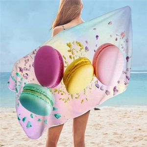 Beddingoutlet Macaron Handdoek Badkamer Voor Meisjes Chocolade Strandlaken Zoete Dessert Microfiber Deken Rode Lippen Kleurrijke Toalla