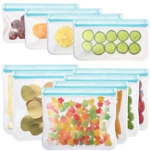 10Pcs Draagbare Peva Voedsel Opbergtas Herbruikbare Vriezer Siliconen Zip Lock Lekvrij Zak Keuken Vruchten Snack Zonnebloem Zaden Zak