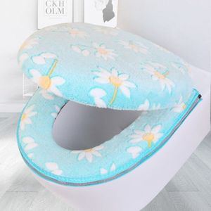 Badkamer Gereedschap Alle Seizoen Dikke Toilet Seat Cover Warme Bloemen Patroon Rits Wc Cover Set