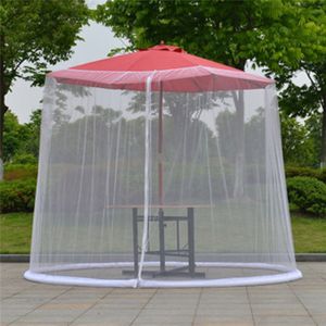 Wit Outdoor Patio Schaduw Parasol Gaas Terras Tafel Paraplu Tuin Dek Meubels Rits Mesh Klamboe