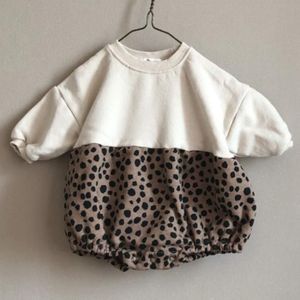 Baby Meisje Bodysuits Luipaard Print Pluche Een Stuk Baby Mode Patroon Splicing Pakket Kleine Meisjes Kleding