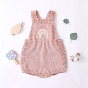 Ma &amp; Baby 3-24M Pasgeboren Baby Baby Meisje Jongen Regenboog Romper Gebreide Jumpsuit Overalls Leuke Peuter Baby kostuums