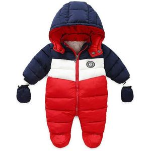 Baby Boy Winter Eendendons Snowsuit Pasgeboren Dikke Bovenkleding Rompertjes Fleece Liner Baby Sneeuw Wear Hooded Jumpsuit Kinderkleding