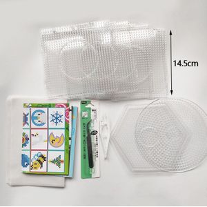 6Pcs 5Mm Hama Kralen Pegboards Grote Clear Plastic Zekering Kralen Boards Met 5 Strijken Papier/2 Kralen pincet Voor Diy Puzzel 1 Handleiding