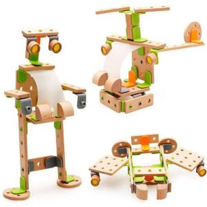 Creatieve Assembleren Helikopter Assembleren Houten Noten Schroef Diy Blok Kinderen Educatief Speelgoed