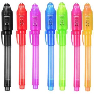 7 stks/set Magic UV Licht Pen Onzichtbare Inkt Pen Glow in The dark Pen met Ingebouwde UV Licht en Veiligheid Markering