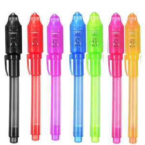 7 stks/set Magic UV Licht Pen Onzichtbare Inkt Pen Glow in The dark Pen met Ingebouwde UV Licht en Veiligheid Markering