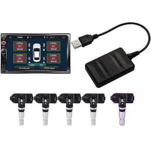 Usb Reserve Bandenspanningscontrolesysteem Tpms Ingebouwde 5 Sensoren Real-Time Display Voor Android Navigatie