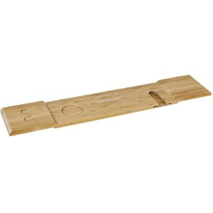Sobuy®FRG104-L-N, Bamboe Bad Rack, Bad Plank Lade Met Ipad Telefoon, Glas & Kaars Houder, lengte 80Cm
