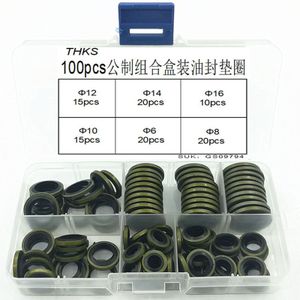 100Pcs Gebonden Wasmachine Metalen Rubber Olieaftapplug Pakking Fit Gecombineerd Washer Afdichting Ring Assortiment Kits