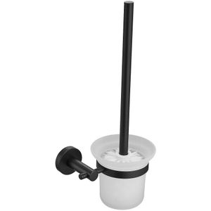 304 Roestvrij staal Black Badkamer Borstel wall mounted Toiletborstelhouder Set met Glas Cup Badkamer Accessoires