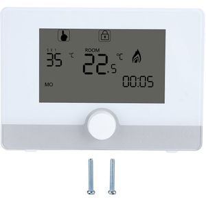 Programmeerbare Thermostaat Temperatuur Controller Voor Wall-Hung Boiler Verwarming Systeem Wit Lcd-scherm Met Blauwe Achtergrondverlichting