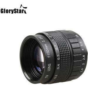 Glorystar 50 Mm F1.4 Cctv Tv Movie Lens + C Mount + Macro Ring Voor Canon Eos Ef Efs Dslr camera 5D 6D 7D Ii Iii 70D 80D C-EOS