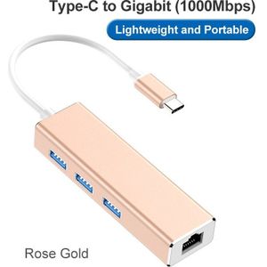 Usb Type C Hub USB-C Om Multi Usb 3.0 Poorten Met Gigabit RJ45 Adapter Dock Voor Macbook USB3.0 3.1 Splitter poort Type C Hub