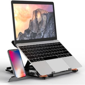 Besegad Vouwen Laptop Cooling Stand Verstelbare Riser W/Telefoon Houder Voor Macbook Dell Hp Lenovo Asus 11-17 inch Notebook Tablet