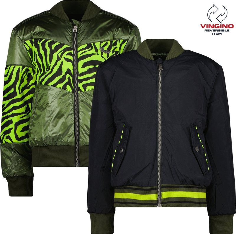 Vingino - Tarbara - Reversible Jas - Groen - Gevoerd - All-Over Print