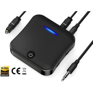 Bluetoolz® | BT-B 20 CE | Geen tot zeer geringe vertraging | High Res Audio Bluetooth 5.0 zender en ontvanger - met aptX-HD - Qualcomm CSR8675 MkII - Receiver Transmitter - 3.5MM Aux - optical in - optical uit - Bluetooth Adapter - Bluetooth via Aux