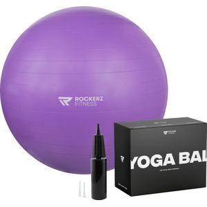 Rockerz Yoga bal inclusief pomp - Fitness bal - Zwangerschapsbal - 75 cm - 1250g - Stevig & duurzaam - Hoogste kwaliteit - Paars