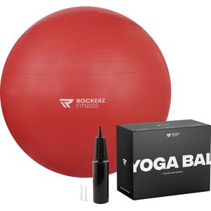 Rockerz Premium Yoga bal inclusief pomp - Fitness bal - Zwangerschapsbal - 65 cm - 1150g - Stevig & duurzaam - Hoogste kwaliteit - Rood