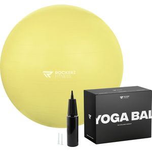 Rockerz Yoga bal inclusief pomp - Fitness bal - Zwangerschapsbal - 65 cm - 1150g - Stevig & duurzaam - Hoogste kwaliteit - Geel