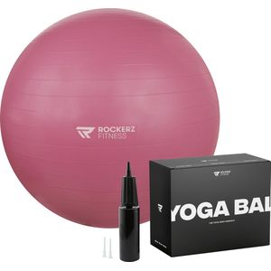 Rockerz Deluxe Yoga bal inclusief pomp - Fitness bal - Zwangerschapsbal - 65 cm - 1150g - Stevig & duurzaam - Hoogste kwaliteit - Mauve