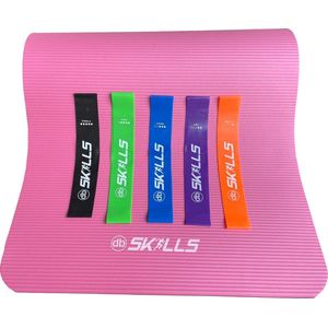 Fitnessmat Roze + Weerstandsbanden 5 stuks - sportmat - yogamat