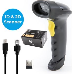 Barcode Scanner Draadloos - Professionele Handscanner voor 2D/QR Codes - Met Bluetooth of USB - Plug & Play - Incl. Standaard