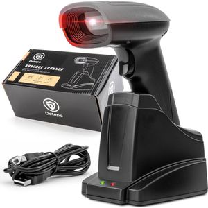 Barcode Scanner Draadloos met Laadstation - Handscanner voor 2D/QR Codes - Met Bluetooth of USB - Plug & Play - Incl. Houder