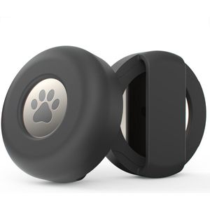 What's Goods® Originele Hond en kat huisdieren siliconen halsband bescherm hoesje/houder geschikt voor Apple Airtag - Zwart