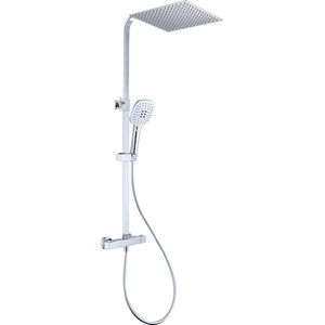 Viidako Kimii Doucheset Opbouw Compleet – Chroom – Vierkant - Sedal binnenwerk -Thermostaatkraan – Zeer goede kwaliteit – RVS, ABS en Messing – Design