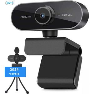 DVH Webcam voor Pc met Microfoon – Full HD 1080P – USB Aansluiting - Met Webcam Cover - Windows en Macbook