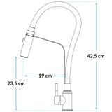 Keuken Kraan Zwart & RVS | Sproeikop | Geborsteld RVS | KK26HRBRVS