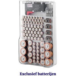 Lukana Batterij Organizer met Batterij Tester - Excl. Batterijen - Opbergdoos - Cadeau voor Man - Vaderdag Cadeau - Batterijbox - Opbergbox - Batterijdoos - Sorteerdoos - Opbergkoffer