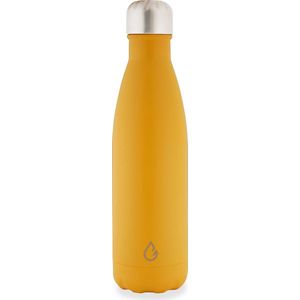 Wattamula Design eco RVS drinkfles - okergeel - 500 ml - waterfles - thermosfles - sport