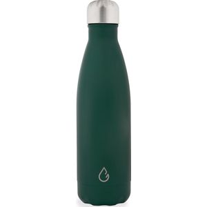 Wattamula Design eco RVS drinkfles - mosgroen - 500 ml - waterfles - thermosfles - sport