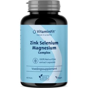 VitaminFit Zink Selenium Magnesium Complex - 100% Natuurlijk- 60 stuks- Biologisch actieve vorm