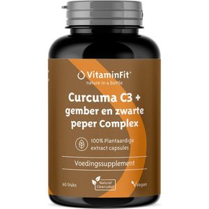 VitaminFit Curcuma C3 Complex Capsules - 100% Natuurlijk & Plantaardig - 60 Capsules