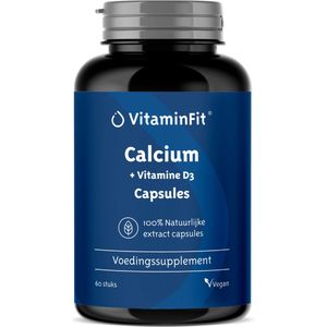 VitaminFit Calcium met Vitamine D3 Capsules - 100% Natuurlijk & Plantaardig - 60 Capsules