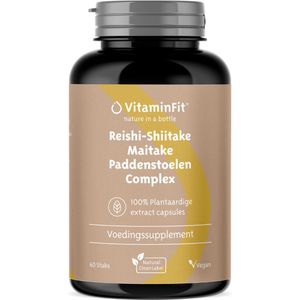 VitaminFit Reishi & Shiitake & Maitake Paddenstoelen Complex Capsules - 100% Natuurlijk & Plantaardig - 60 Capsules