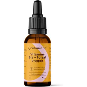 VitaminFit Vitamine B12 + Folaat (Vitamine B11) - 100% Natuurlijk & Plantaardig - 30 ML - Vloeibaar
