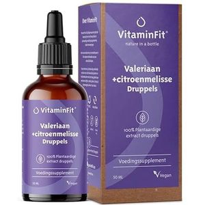 VitaminFit Valeriaan & Citroenmelisse Druppels - 50 ML - 100% Natuurlijk & Plantaardig - Rust & Ontspanning