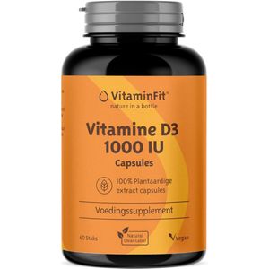 VitaminFit Vitamine D3 1000 IU/25 mcg Capsules - 100% Natuurlijk & Plantaardig - 60 Capsules