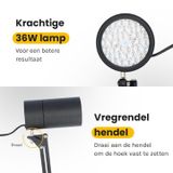 Bolusso Industriële Infraroodlamp voor Spierpijn & gewrichten – Warmtelamp & Lichttherapielamp - Infraroodtherapie 36W