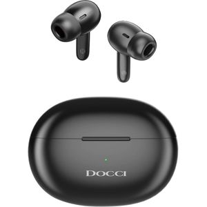 Docci® Draadloze Oortjes | Oordopjes met Noise Cancelling | Bluetooth Earbuds in Earpods-stijl | Voor iOS & Android | Zwart